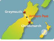 Christchurch to Greymouth Day Excursion route map